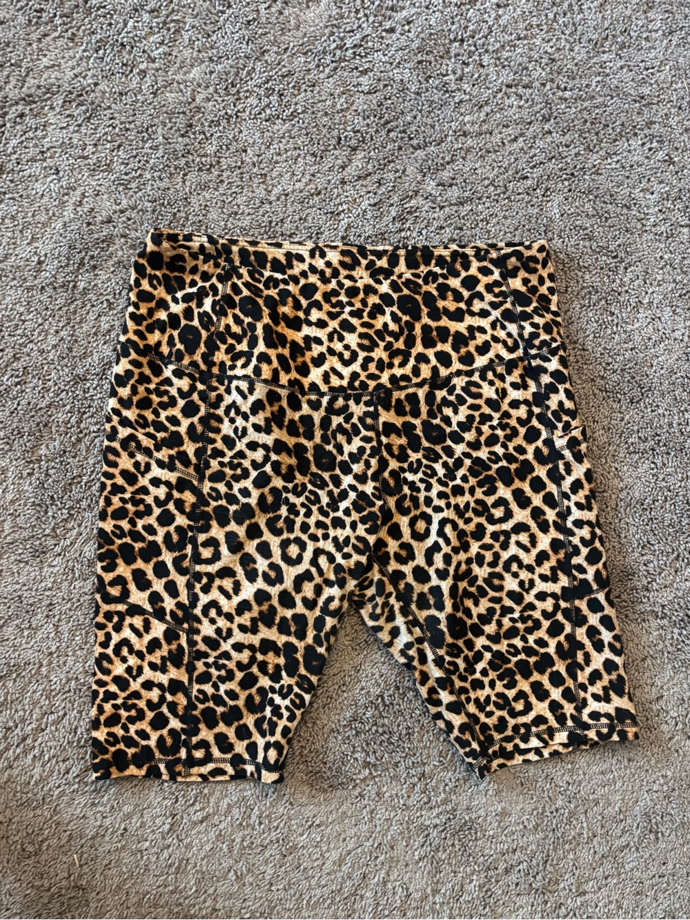 Leopard Print Bike Shorts - Tan & Black